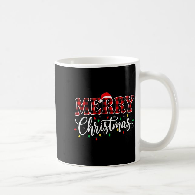 Merry Christmas With Black And Red Plaid Family Me Coffee Mug (Right)