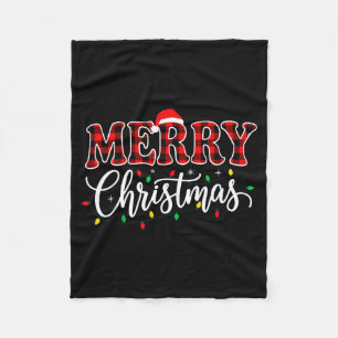 Merry Christmas With Black And Red Plaid Family Me Fleece Blanket