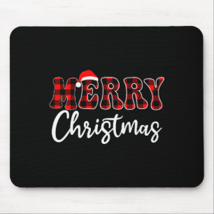 Merry Christmas With Black And Red Plaid Family Me Mouse Mat
