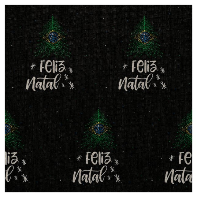 Merry Christmas with Brazil flag Fabric (Swatch)