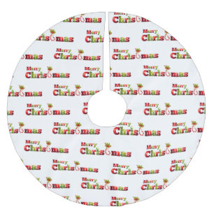Merry Christmas With Candy Cane Modern Brushed Polyester Tree Skirt