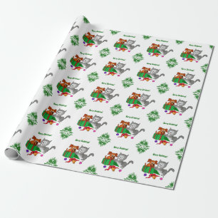 Merry Christmas with Cat and Dog Wrapping Paper