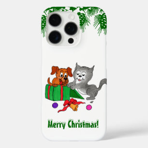 Merry Christmas with Cat and Puppy iPhone 16 Pro Case