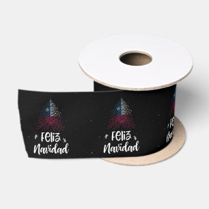 Merry Christmas with Chile flag Satin Ribbon