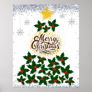 Merry Christmas with Christmas tree Poster