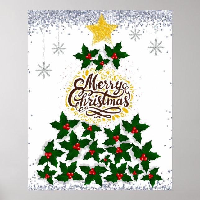 Merry Christmas with Christmas tree Poster (Front)
