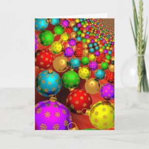 Merry Christmas with colored baubles Holiday Card