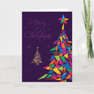 Merry Christmas with colourful abstract tree Holiday Card