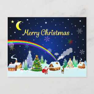 Merry Christmas with Crescent Moon Postcard
