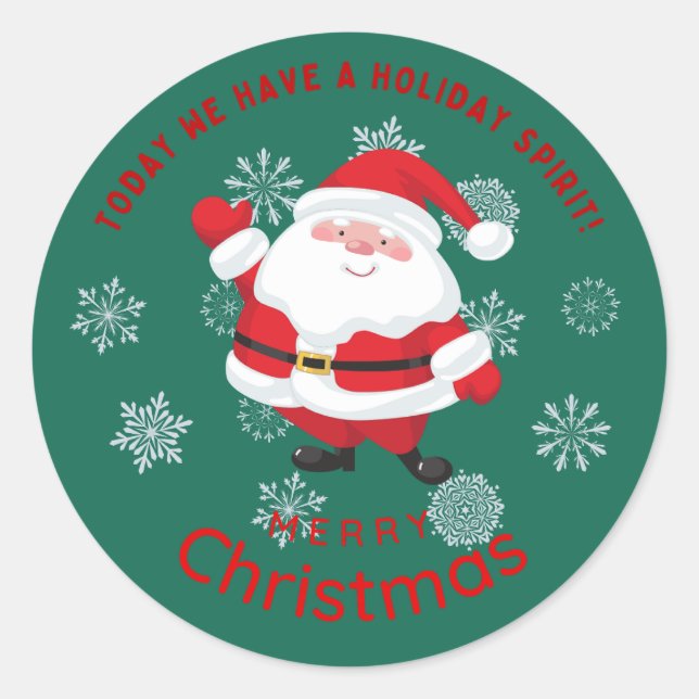 Merry christmas with Cute Santa Personalised Classic Round Sticker (Front)