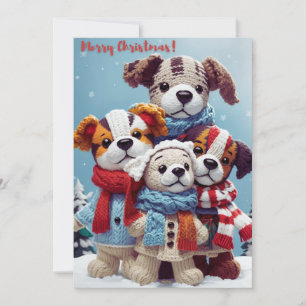 Merry Christmas with Cute Stuffed Puppy Dolls: Holiday Card