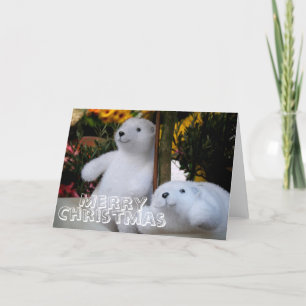 Merry Christmas with Cute Teddy Bears - Greetings Holiday Card