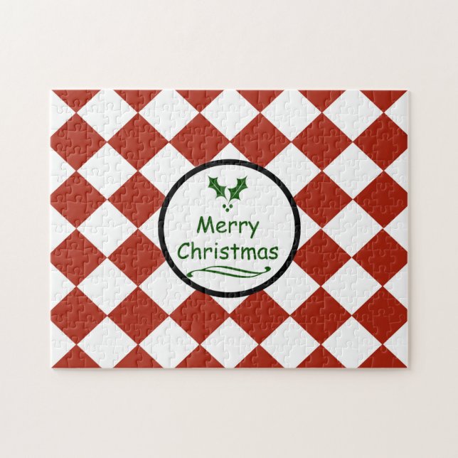 Merry Christmas with diamond pattern Jigsaw Puzzle (Horizontal)