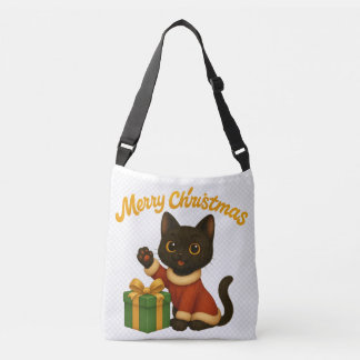 Merry Christmas with Emi the Black Cat Crossbody Bag