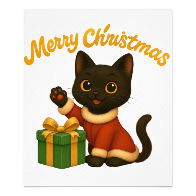 Merry Christmas with Emi the Black Cat Photo Print (Front)