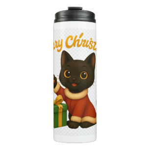 Merry Christmas with Emi the Black Cat Thermal Tumbler