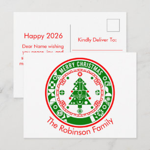 Merry Christmas with Family name Holiday Postcard