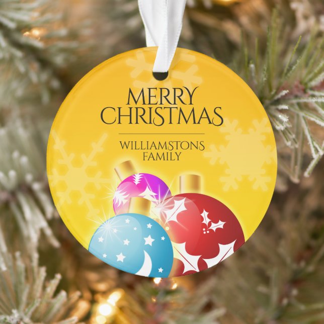 Merry Christmas with Festive Holiday Ornaments (Tree)