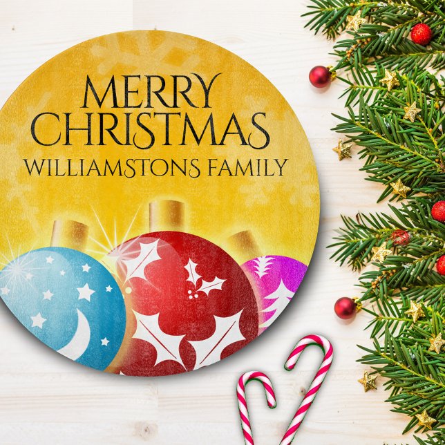 Merry Christmas with Festive Holiday Ornaments Cutting Board (Creator Uploaded)