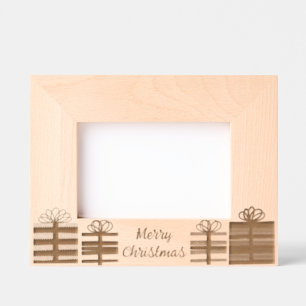 Merry Christmas with Gifts and Presents Etched Frames