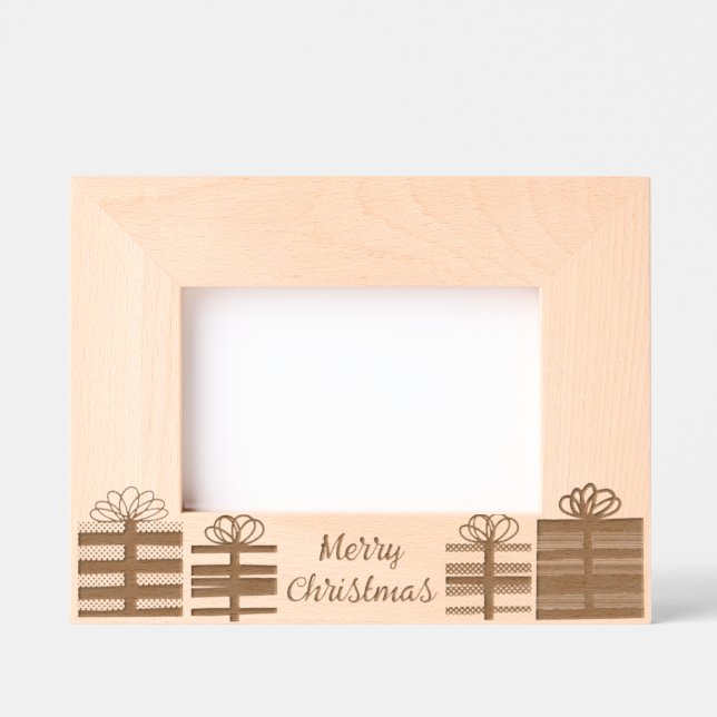Merry Christmas with Gifts and Presents Etched Frames (Front)