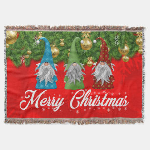 Merry Christmas with Gnomes  Throw Blanket