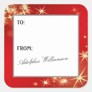 Merry Christmas with Gold Stars Gift Label