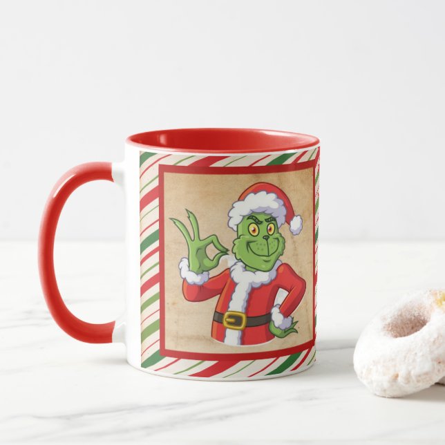 Merry Christmas with grinch holiday gift Mug (With Donut)