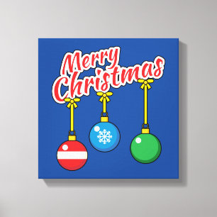 Merry Christmas with Hanging Balls Canvas Print