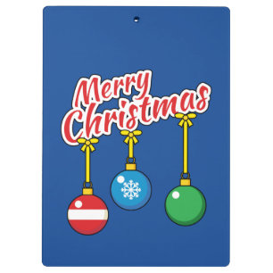 Merry Christmas with Hanging Balls Clipboard