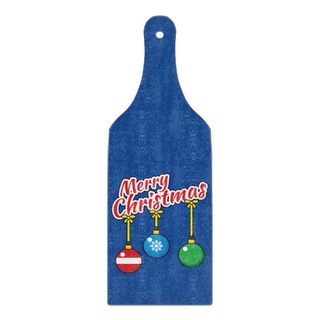 Merry Christmas with Hanging Balls Cutting Board (Front)