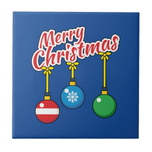 Merry Christmas with Hanging Balls Tile
