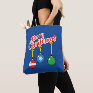 Merry Christmas with Hanging Balls Tote Bag