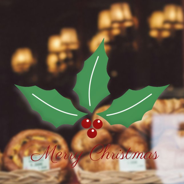 Merry Christmas with Holly Window Cling (Merry Christmas with Holly Window Cling)