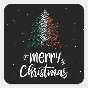 Merry Christmas with Ireland flag Square Sticker