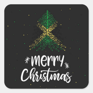 Merry Christmas with Jamaica flag Square Sticker