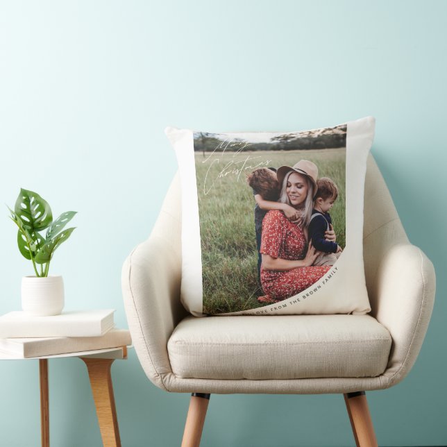 Merry Christmas with Love family Throw Pillow (Chair)