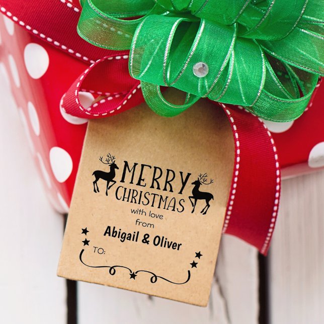 Merry Christmas with love from (custom) Couple,   Rubber Stamp (Creator Uploaded)