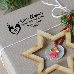 Merry Christmas with love from (custom) Family  Rubber Stamp