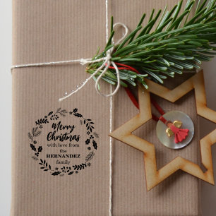 Merry Christmas with love from (custom) Family Rubber Stamp