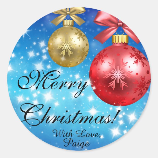 Merry Christmas With Love Personalised Classic Round Sticker (Front)