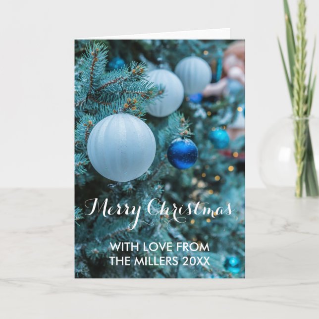 Merry Christmas With Love Personalize Family Name Card (Front)
