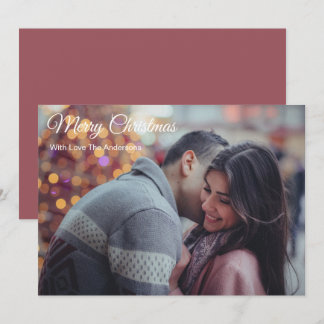 Merry Christmas With Love Romantic Family Photo Holiday Card