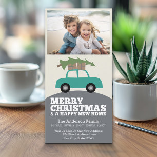 Merry Christmas with New Home Address Moving Holiday Card