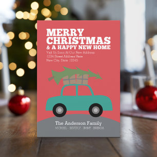 Merry Christmas with New Home Address Moving Holiday Card