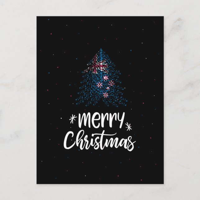 Merry Christmas with New Zealand flag Holiday Postcard (Front)