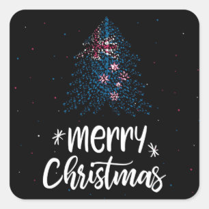 Merry Christmas with New Zealand flag Square Sticker