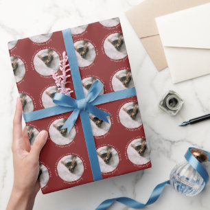 Merry Christmas with One Circle Photo Falu red Wrapping Paper