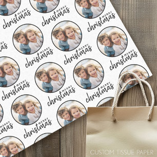 Merry Christmas with One Circle Photo - white Tissue Paper