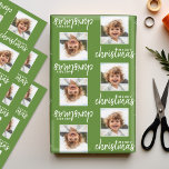 Merry Christmas with One Square Photo green Wrapping Paper Sheet<br><div class="desc">Add one picture to this cute holiday illustration - perfect for the kids. A simple and modern photo to make a memorable wrap under your tree.</div>